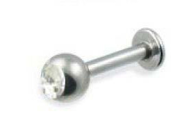 1/4" Jeweled Labret Studs 16-Set of 10 - Click Image to Close